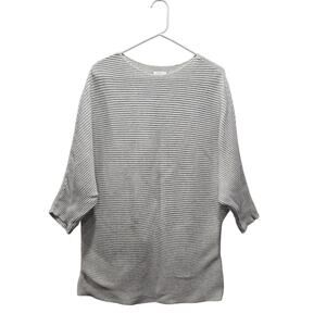 Pure Jill Cream White Dolman Boatneck Ribbed Shirt 100% Cotton Size L SKU 180